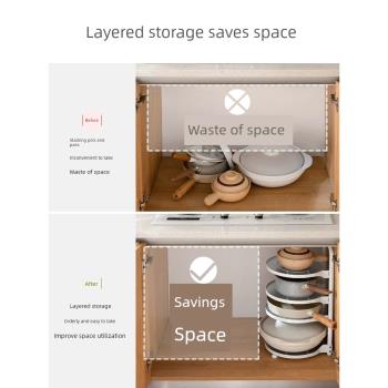 懶角落廚房置物架下水槽多層鍋具收納架家用櫥柜內落地分層放鍋架