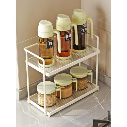 廚房調料置物架油鹽醬醋佐料調味品收納窄小臺面雙層灶臺桌面家用