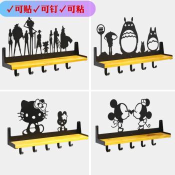 墻上置物架壁掛衣帽架粘膠掛衣架收納原創個性創意鐵藝掛鉤免打孔