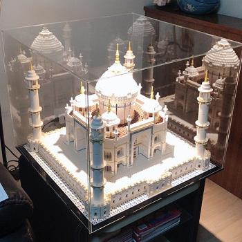 送轉盤 10256 泰姬陵亞克力展示盒LEGO創意系列透明收納盒防塵罩