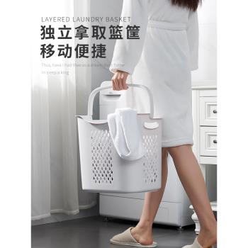 臟衣簍分割槽大號家用日式衛生間防水可移動臟衣服收納筐分層洗衣籃