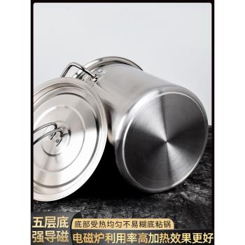 不銹鋼桶加厚復合底湯桶帶蓋大容量商用電磁爐專用家用燉鍋鹵湯鍋