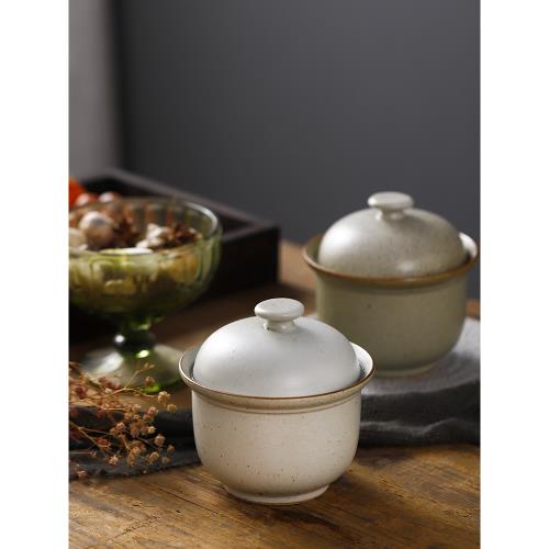 日式粗陶燉盅湯盅家用輔食碗陶瓷小燉罐燕窩隔水燉瓦罐燉罐小湯盅
