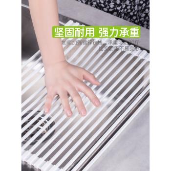 宜卡家居 矽膠方管瀝水架水槽水池碗碟架可折疊廚房置物架隔熱墊
