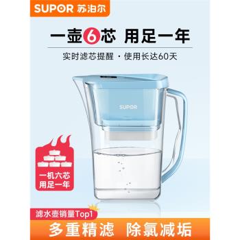 蘇泊爾凈水壺自來水過濾器家用凈水器廚房飲濾水壺便攜凈水杯濾芯