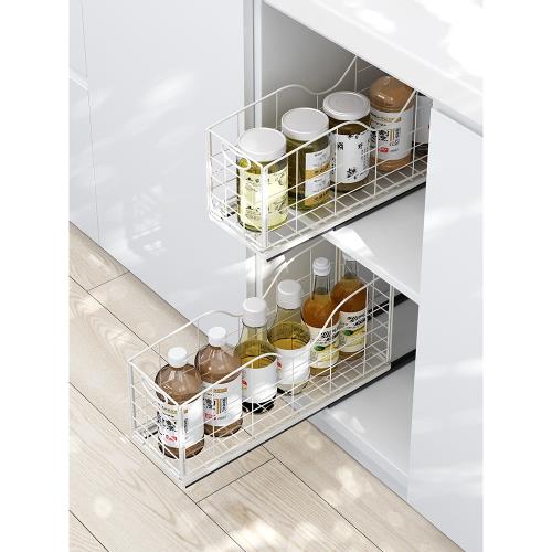 御仕家抽屜式拉籃調料架廚房廚柜佐料櫥柜收納筐調味料抽拉置物架