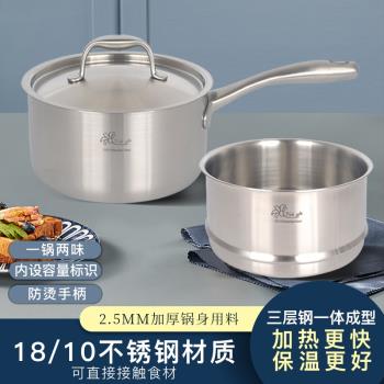 出口德國18/10不銹鋼奶鍋寶寶輔食鍋煮面鍋無塗層電磁爐通用18cm