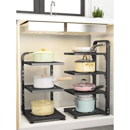 廚房置物架家用落地多層鍋具收納架子多功能下水槽櫥柜分層放鍋架