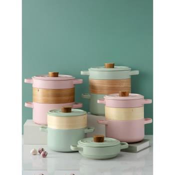 日式蒸籠砂鍋套裝燉鍋陶瓷大號家用煲湯石鍋沙鍋明火耐高溫鍋蒸鍋