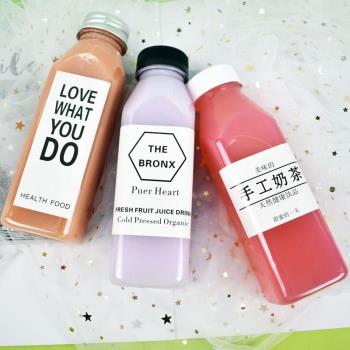 400ml350ml方形加厚一次性塑料瓶果汁飲品網紅奶茶家用密封瓶罐子