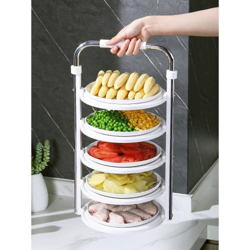 廚房備菜置物架可折疊配菜盤多層家用收納創意火鍋備菜托盤放菜架