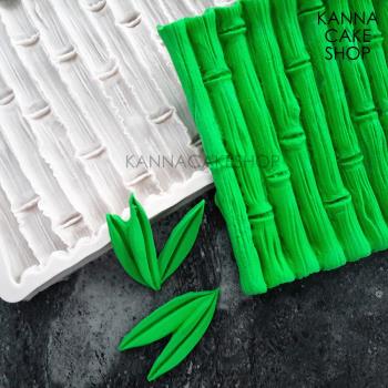 翻糖蛋糕矽膠模具 中國風竹子紋路模具 中式森系竹葉竹排植物模具