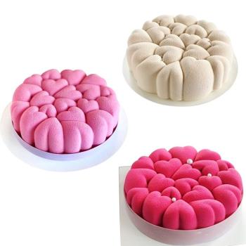 網紅甜品慕斯蛋糕模具 7寸圓形愛心形法式西點烘焙模具磨具矽膠3D