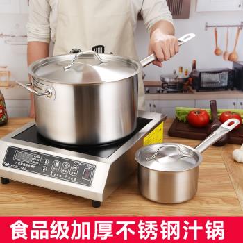 不銹鋼加厚復合底單柄汁鍋厚底奶鍋烘焙料理鍋家用小湯鍋電磁爐用