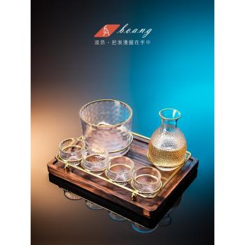 日式錘紋清酒壺玻璃溫酒器套裝家用暖黃酒燙酒壺白酒杯冰酒具擺件