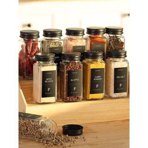 極簡風戶外便攜玻璃調味瓶帶蓋方形小瓶子醬料密封罐調料罐組合裝