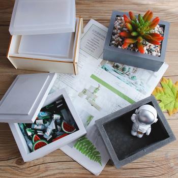手工自制滴膠模具紙巾盒矽膠模具清水混凝土水泥花盆花器收納盒磨
