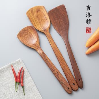 吉洛雅家用廚房長柄菜鏟子木製鍋鏟廚具平底鍋炒菜防燙不粘鍋專用