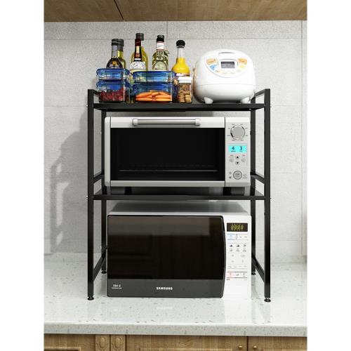 微波爐架廚房置物架臺面可伸縮烤箱架多功能煲架家用調料瓶收納架