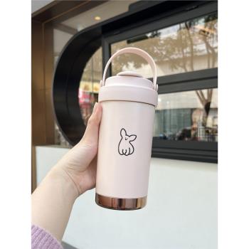 poopum設計師原創設計小狗保溫杯山茶花玫瑰銀礫咖啡杯316不銹鋼