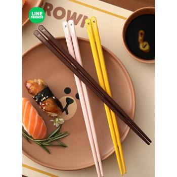 LINE FRIENDS可愛筷子家用高檔2024新款耐高溫防滑防黴一人一筷長