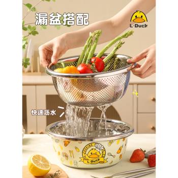洗菜盆瀝水籃304不銹鋼盆食品級漏湯盆廚房家用和面洗奶瓶專用盆