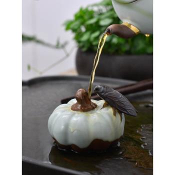 茶寵擺件精品茶盤茶道汝窯茶寵開片可養手工茶桌擺件裝飾禪意招財