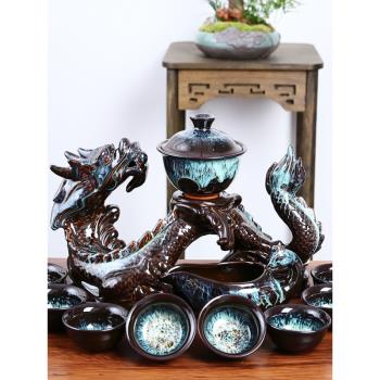 懶人自動茶具套裝家用辦公室高階精緻輕奢創意復古防燙泡茶神器龍