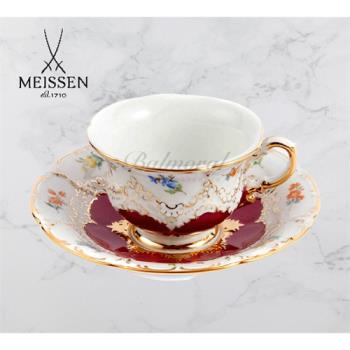 [可定]全新德國梅森 MEISSEN 邁森麥森B FORM鎏金手繪摩卡杯 紅色