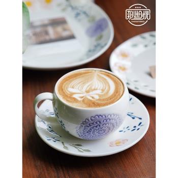 陶瓷蛋形咖啡杯子精緻高檔手繪咖啡杯碟下午茶餐具套裝點心盤餐盤