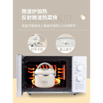 打包飯盒微波爐加熱保溫燉湯湯碗帶蓋家用便當盒不銹鋼外帶密封圓