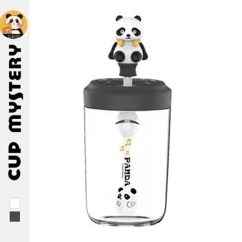 美國胖熊水杯子女進口Tritan熊貓有蓋卡通可愛學生兒童吸管隨手杯
