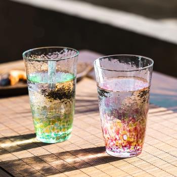 日本進口東洋佐佐木花彩錘紋玻璃杯水晶玻璃和風水杯家用女生杯子