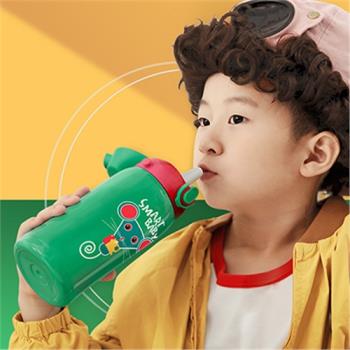 優之兒童保溫杯帶吸管幼兒園寶寶水壺男女小學生便攜水杯禮盒套裝