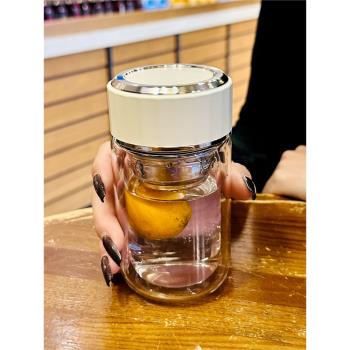 水杯女士新款高顏值高硼矽雙層玻璃杯耐高溫泡茶杯子便攜小巧迷你
