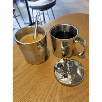 304不銹鋼雙層防燙水杯家用隨手杯防摔喝水杯子咖啡杯創意個性杯
