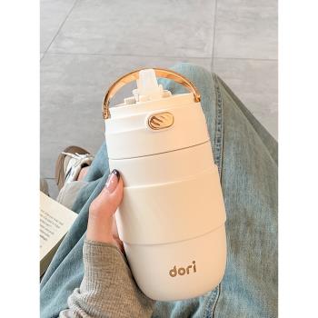 咖啡保溫杯女生高顏值小巧便攜簡約2024新款水杯子吸管雙飲隨行杯