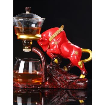 自動功夫茶具套裝底坐整套玻璃懶人防燙泡茶神器茶碗茶海蓋子配件