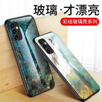 適用三星M23手機殼全包防摔galaxy m23矽膠保護套SM-M236彩繪玻璃大理石紋Samsungm23潮牌男女款3星m23外殼子