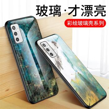 適用三星M52手機殼保護套SM-M52全包防摔galaxym52潮牌彩繪大理石玻璃samsung網紅男女款蓋樂世m52矽膠外殼子