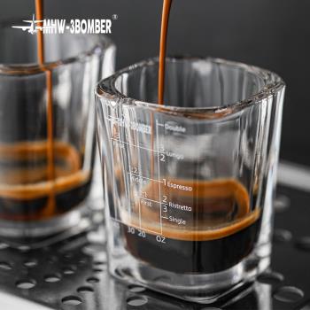 轟炸機意式濃縮咖啡杯刻度盎司量杯小方杯60ml耐冷熱玻璃萃取杯子