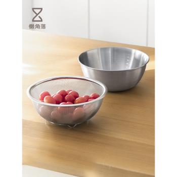 懶角落雙層瀝水籃洗菜盆家用廚房洗米淘米籃子多功能不銹鋼沙拉盆