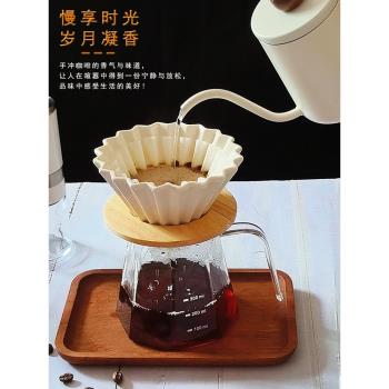 dheer手沖咖啡壺套裝v60折紙陶瓷濾杯八角鉆石咖啡分享壺耐熱玻璃