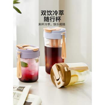 摩登主婦咖啡萃取杯女吸管杯便攜隨行杯冷萃杯外帶杯子Tritan水杯