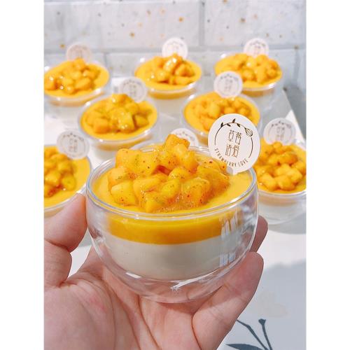 雙層圓形半球水晶杯慕斯杯蛋糕杯一次性塑料航空杯子加厚透明創意