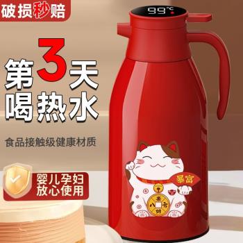 保溫壺家用2024新款暖壺大容量長效保溫瓶智慧溫顯玻璃內膽暖水壺