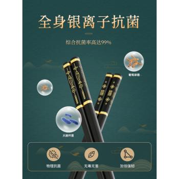 雙槍合金筷子家用高檔2024新款防滑抗菌防霉耐高溫家庭公筷快子