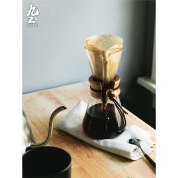 美式法蘭絨咖啡手沖玻璃壺套裝大容量家用滴漏式耐熱木手柄分享壺