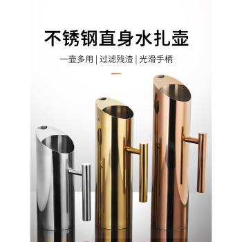 加厚不銹鋼直身冷水壺 酒吧調酒扎壺果汁壺涼水壺咖啡壺KTV飲料壺