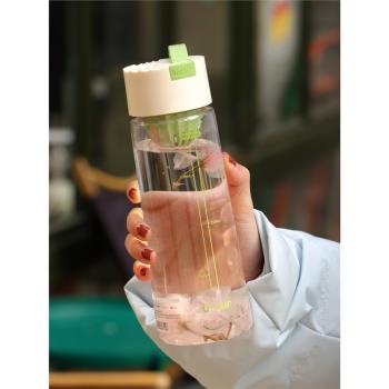 高顏值水杯便攜500ml簡約男學生防摔塑膠帶刻度耐高溫女士茶杯子